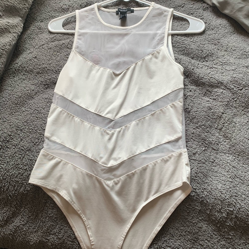 Mesh white bodysuit